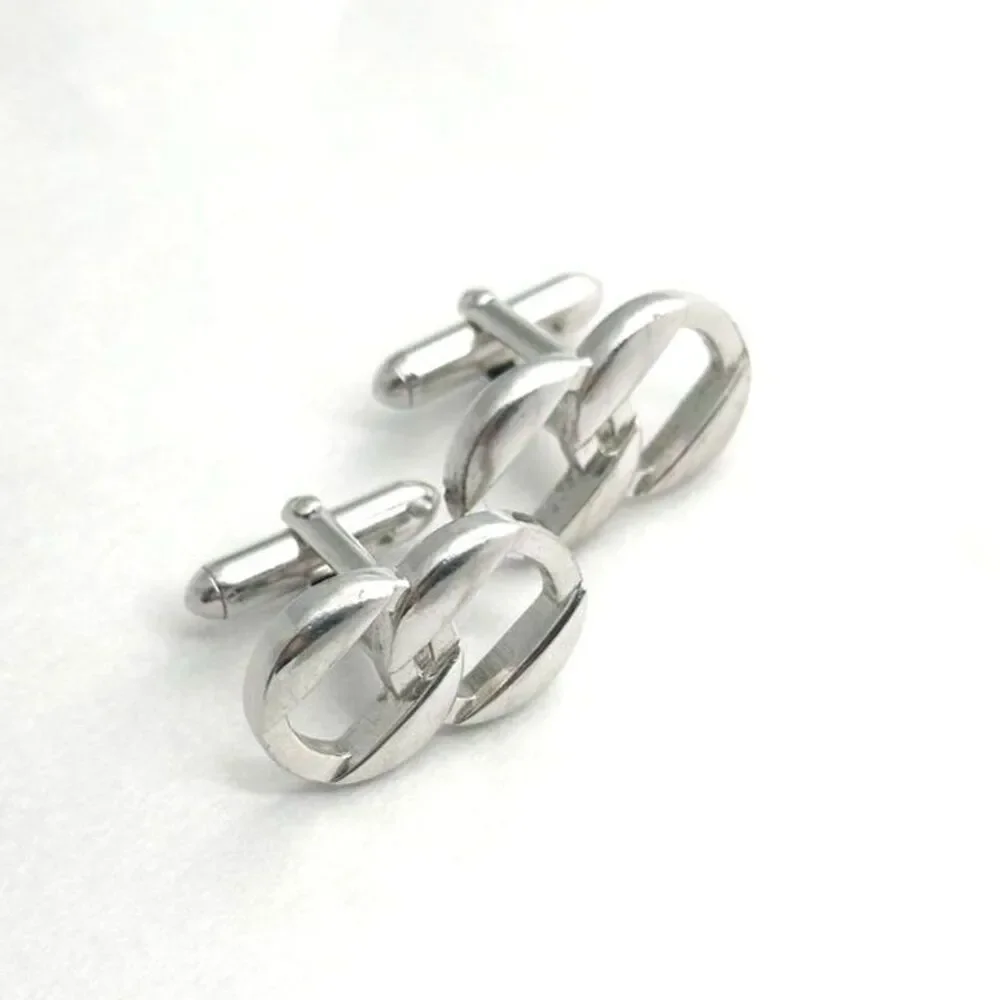 MCM silver tone linked circle cufflinks Swank